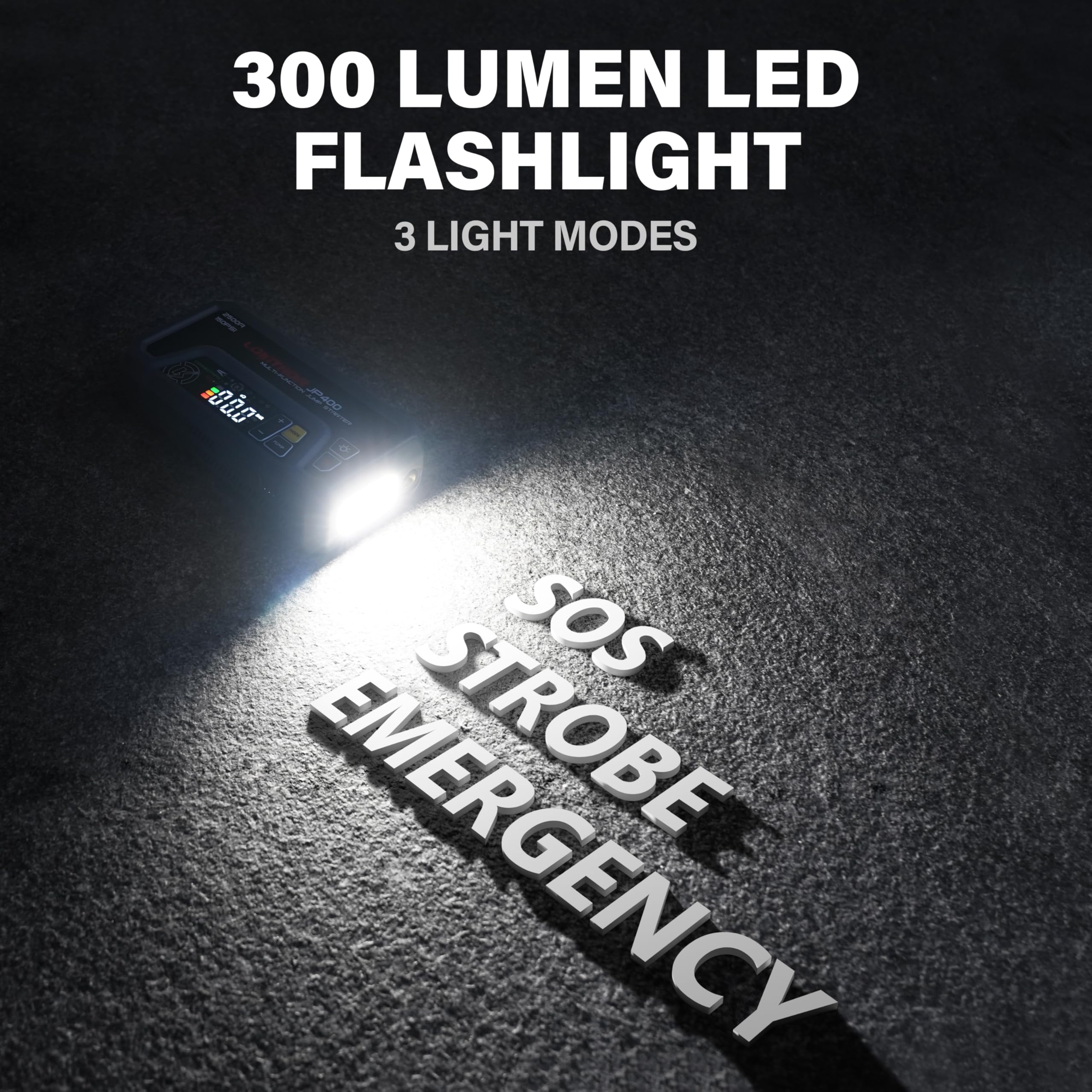 LOKITHOR JP400 emergency LED light providing three modes for night roadside use