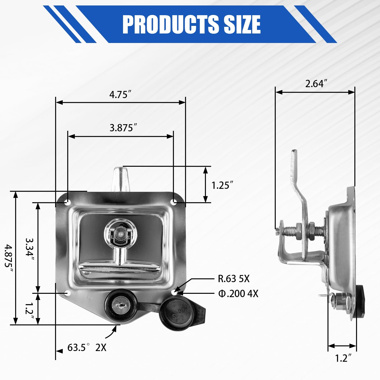 Loksun stainless steel toolbox lock supports rugged truck bed use.