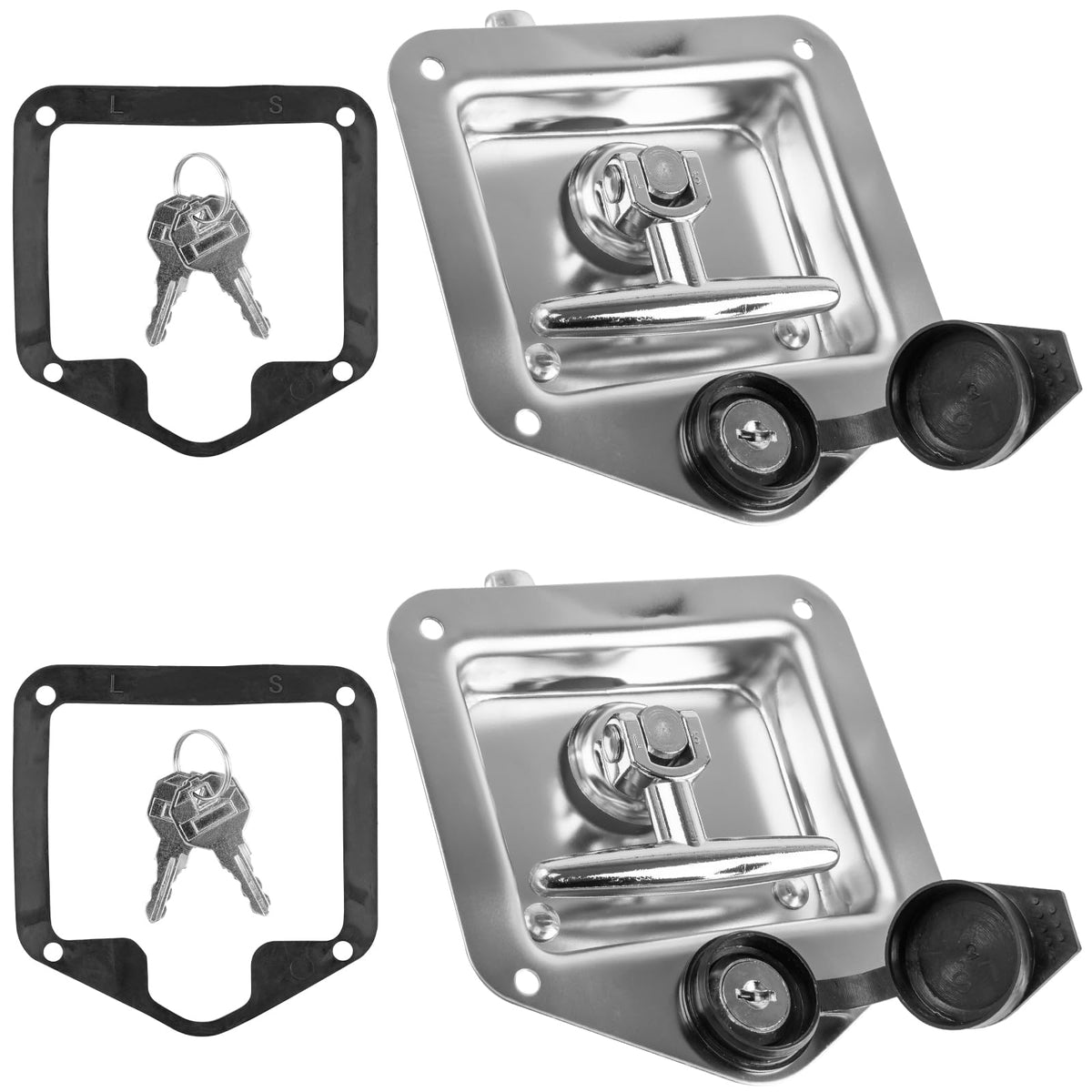 Loksun truck tool box latch in stainless steel for secure storage.