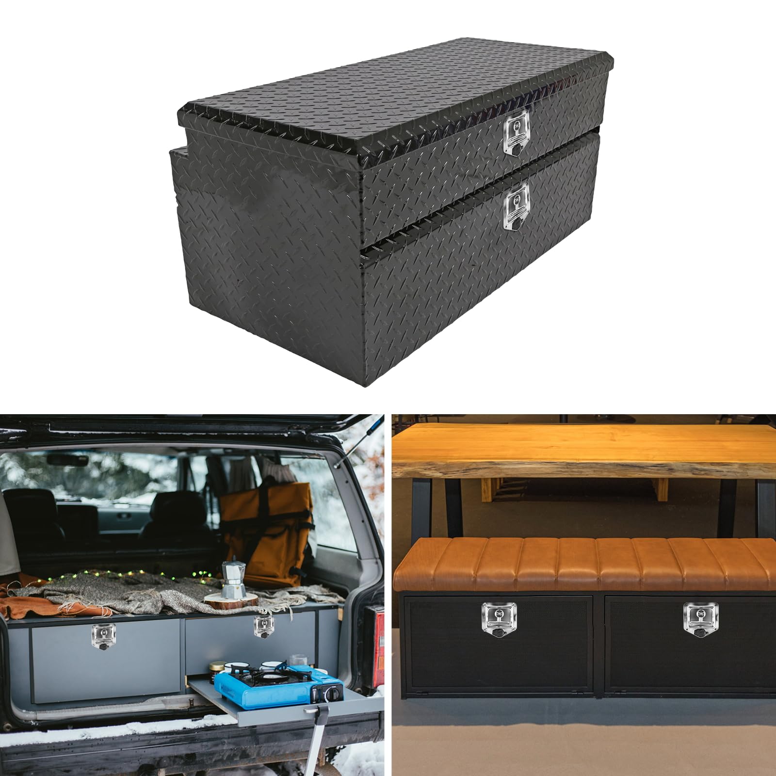 Loksun versatile tool box latch for trailers, campers, and trucks.