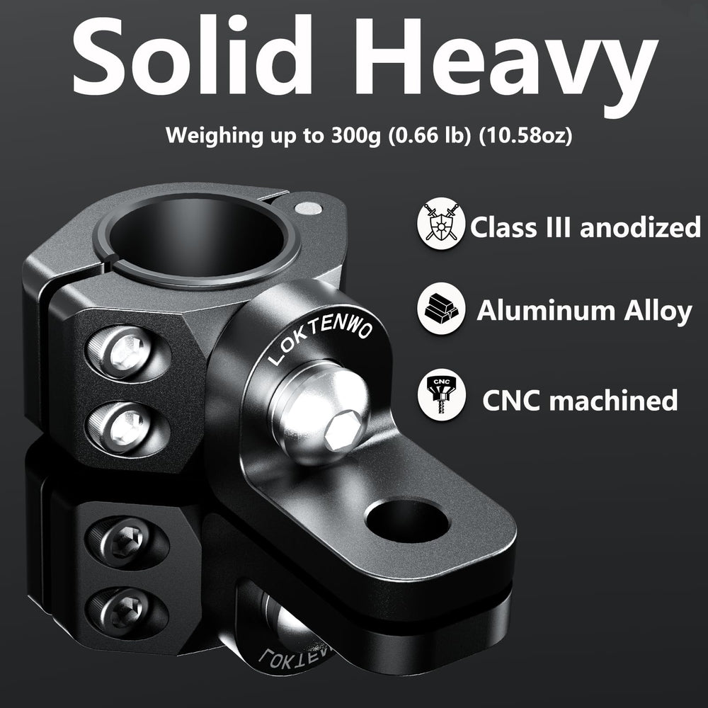 LOKTENWO CNC aluminum bracket securing a light bar on ATV roll cage.