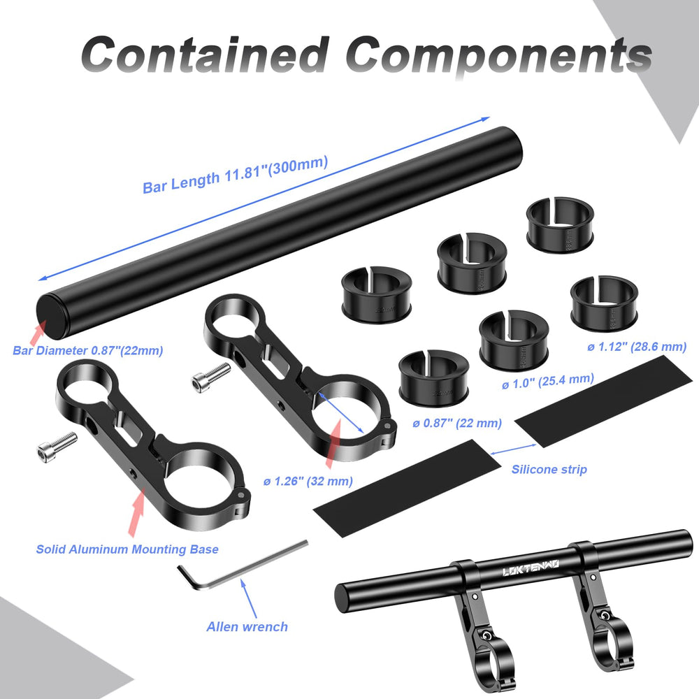 LOKTENWO four-size mounting base fits 0.875-1.26 in bars.