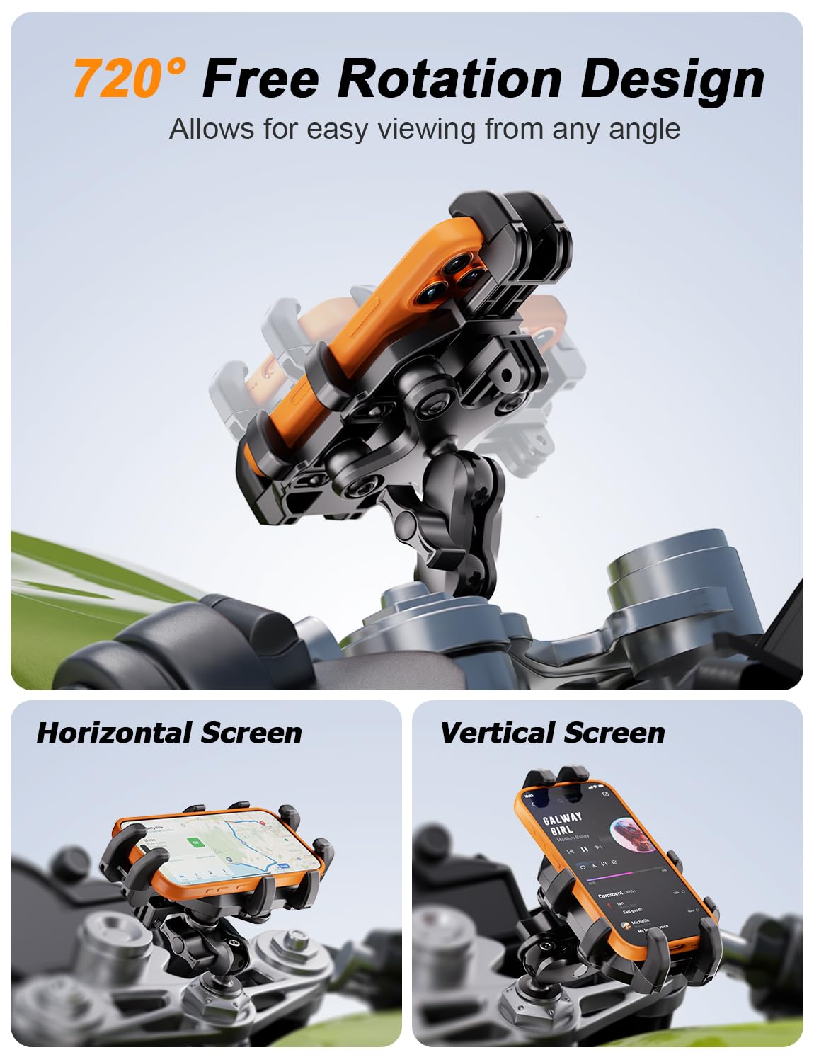 Loktenwo phone clamp secure grip protects device during bumpy rides