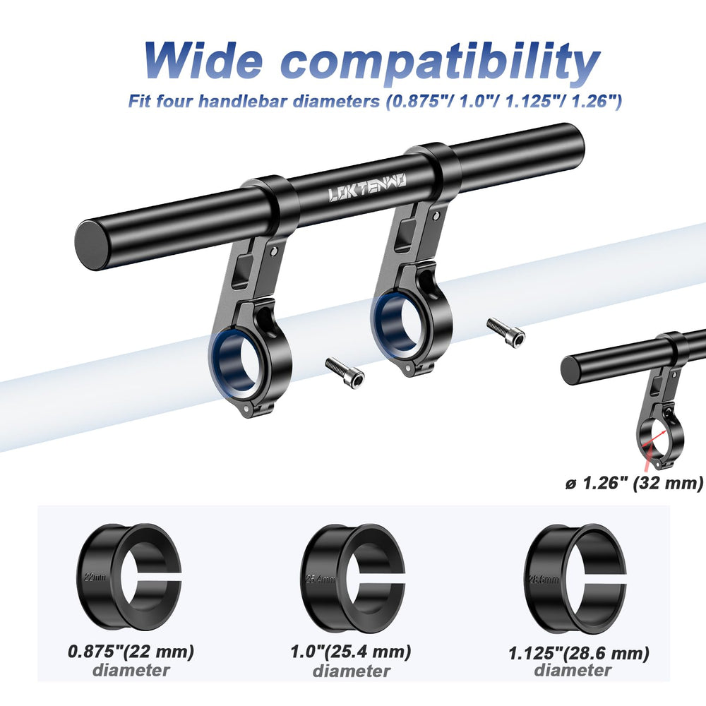 LOKTENWO soft rubber inserts prevent slipping and protect handlebars.