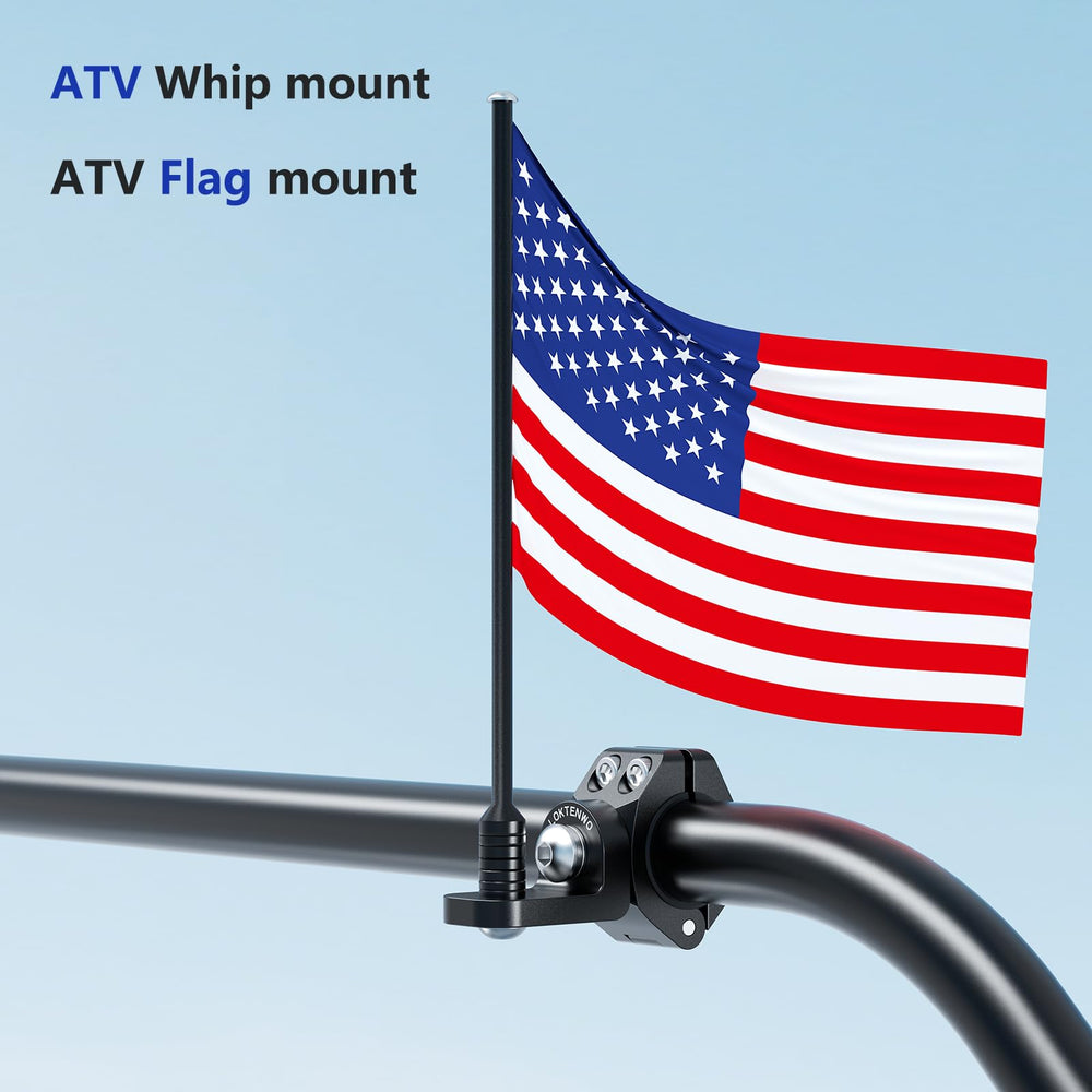 LOKTENWO versatile mount for whip lights, flagpoles, and spotlights on ATV.