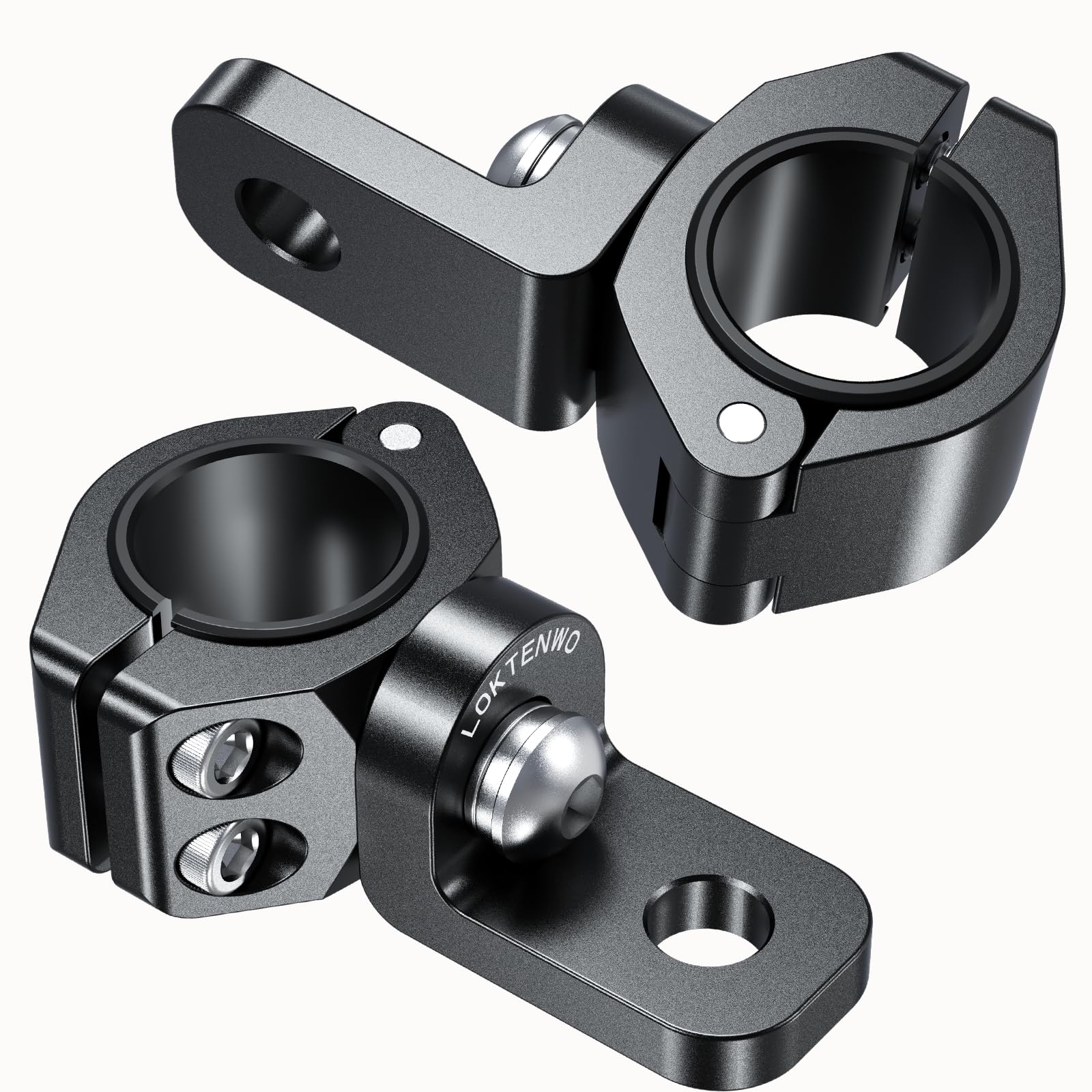 LOKTENWO whip light mount with 360-degree adjustment on a roll cage.