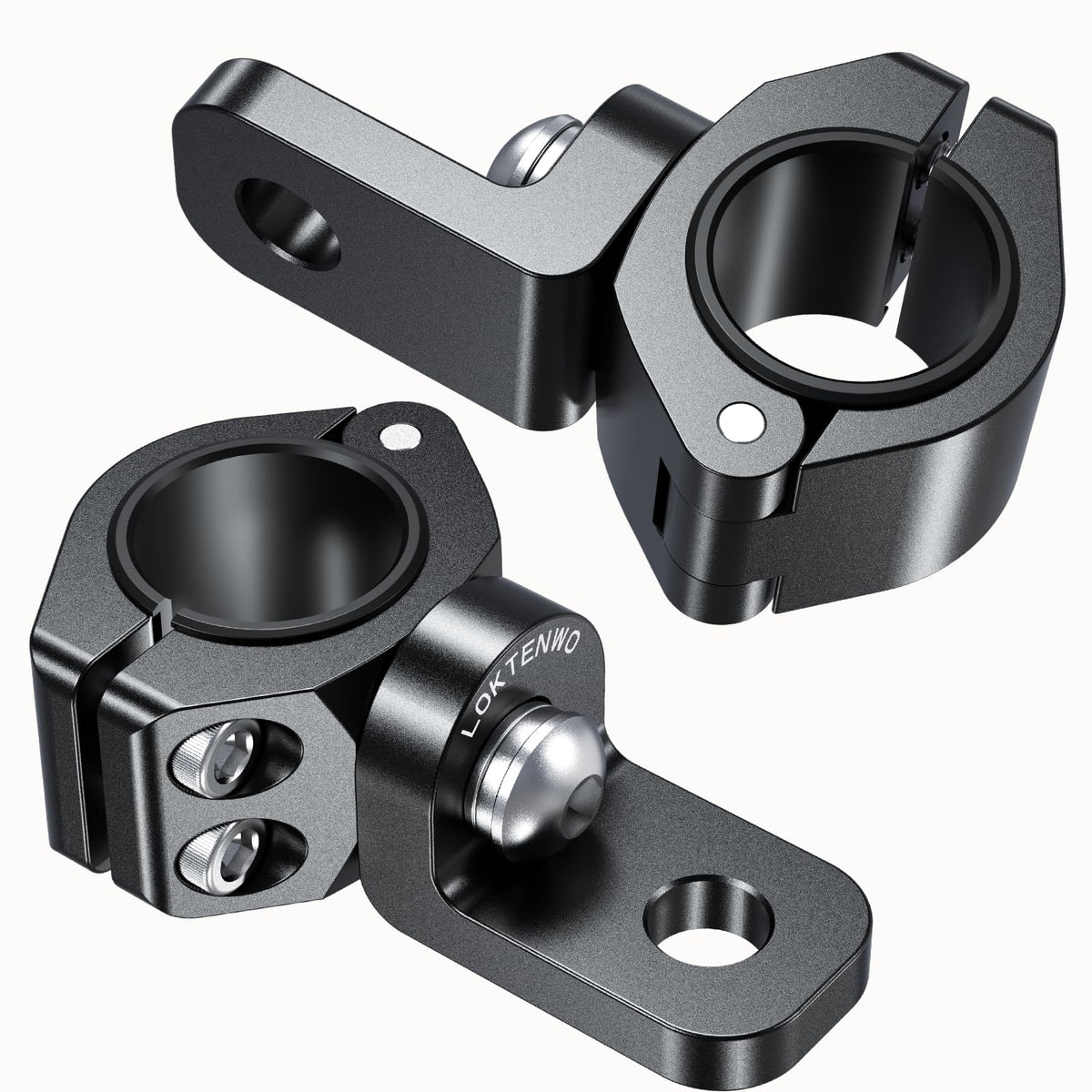 LOKTENWO whip light mount with 360-degree adjustment on a roll cage.