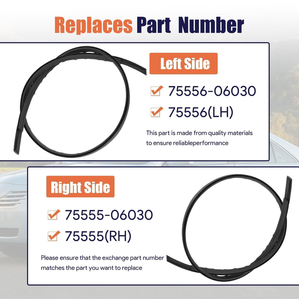 LoloWheat Camry roof drip molding left installation view for easy swap
