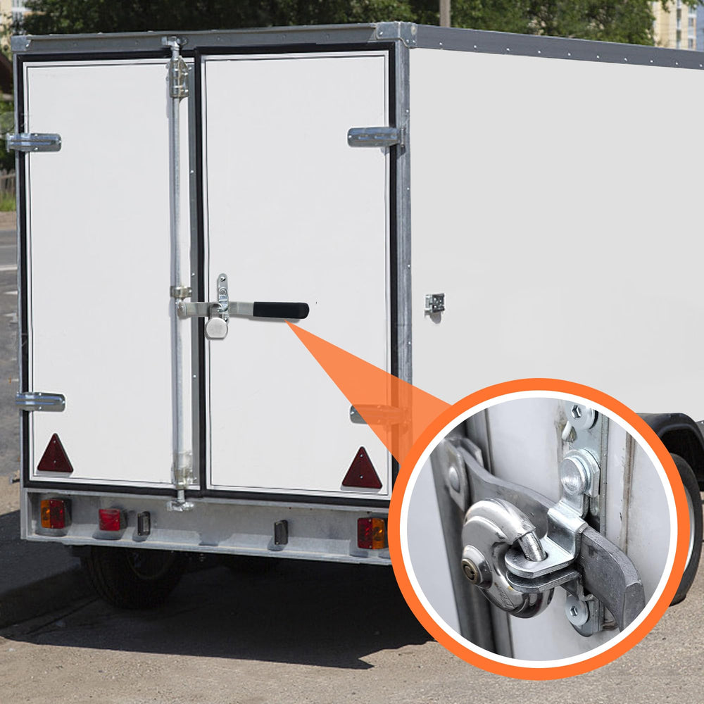 Lonffery cam bar lock demonstrates secure locking for folding ramp doors