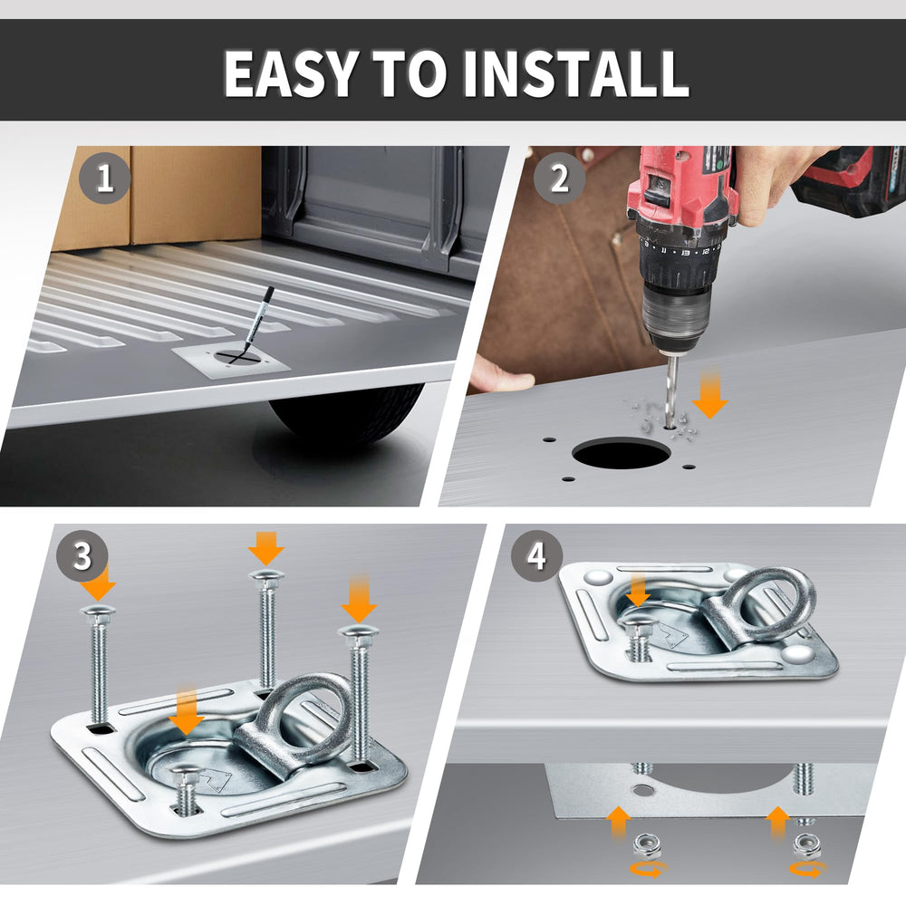 Lonffery installation-ready D-ring kit simplifies quick mounting on metal or wood.