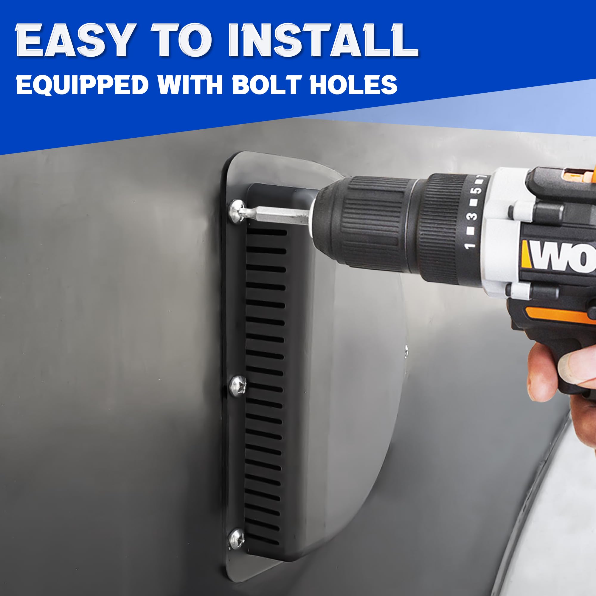 Lonffery easy-install vent enabling simple bolted mounting on side panels.