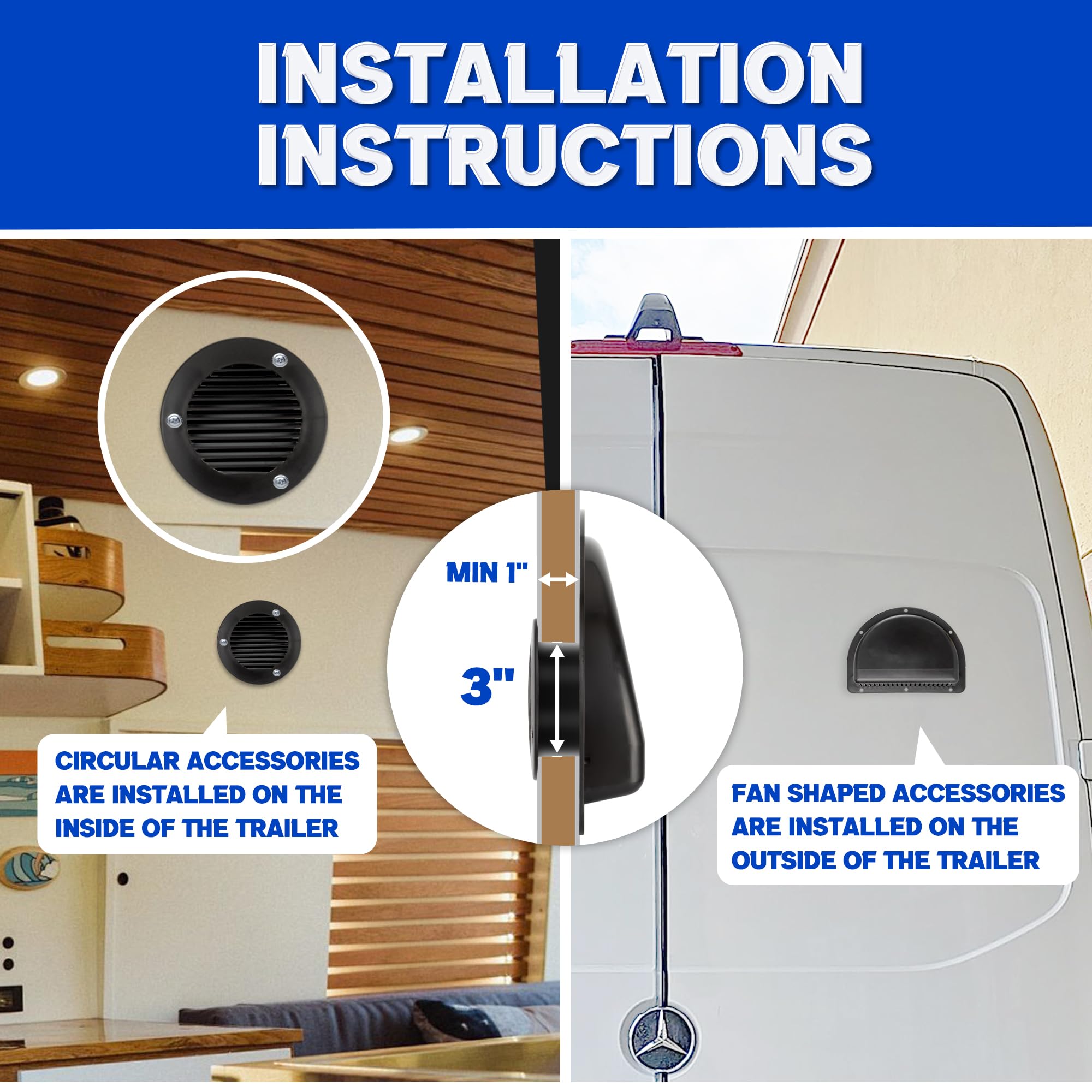 Lonffery three-inch mount hole compatibility for quick trailer setup.