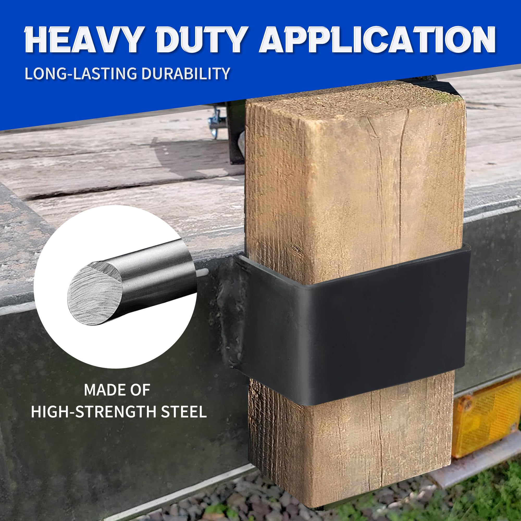 Lonffery versatile stake pocket mounted on a trailer with straps and anchors
