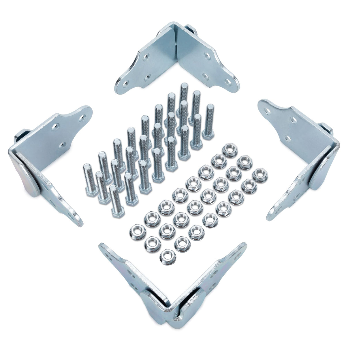Lonffery trailer bracket set at corner close-up, galvanized steel resists rust.