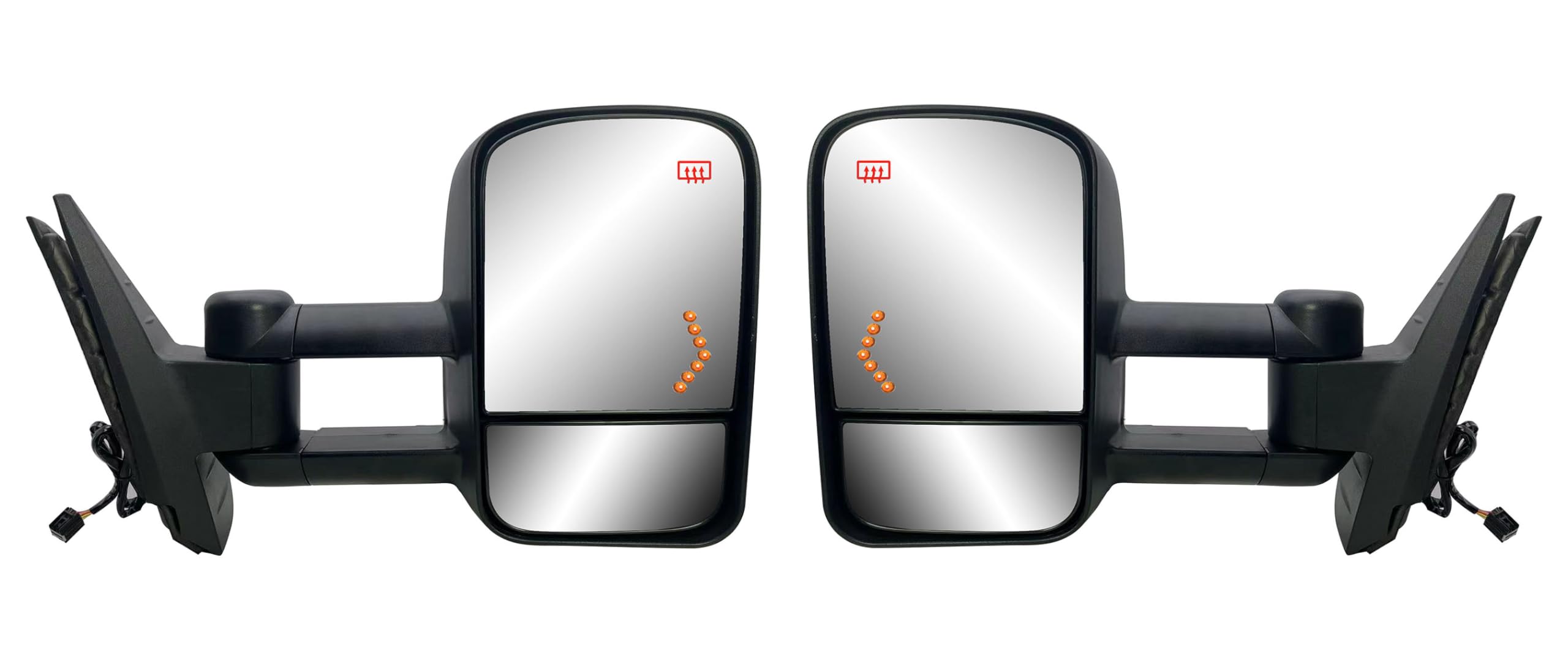 LONGLING pair right and left towing mirrors show power and heated function for Silverado.