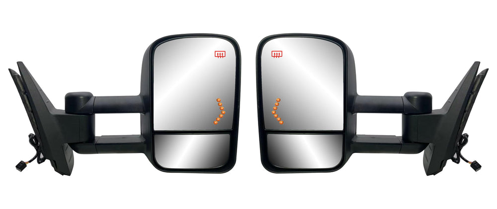 LONGLING pair right and left towing mirrors show power and heated function for Silverado.
