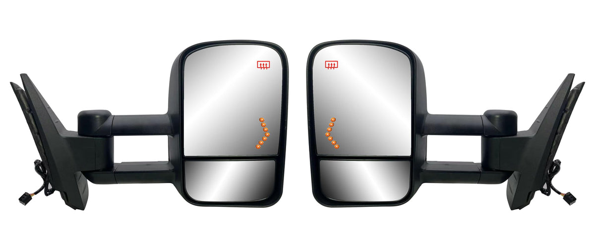 LONGLING pair right and left towing mirrors show power and heated function for Silverado.