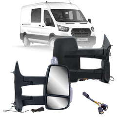 LONGLING replacement passenger-right tow mirror for Ford Transit with extended field of view.