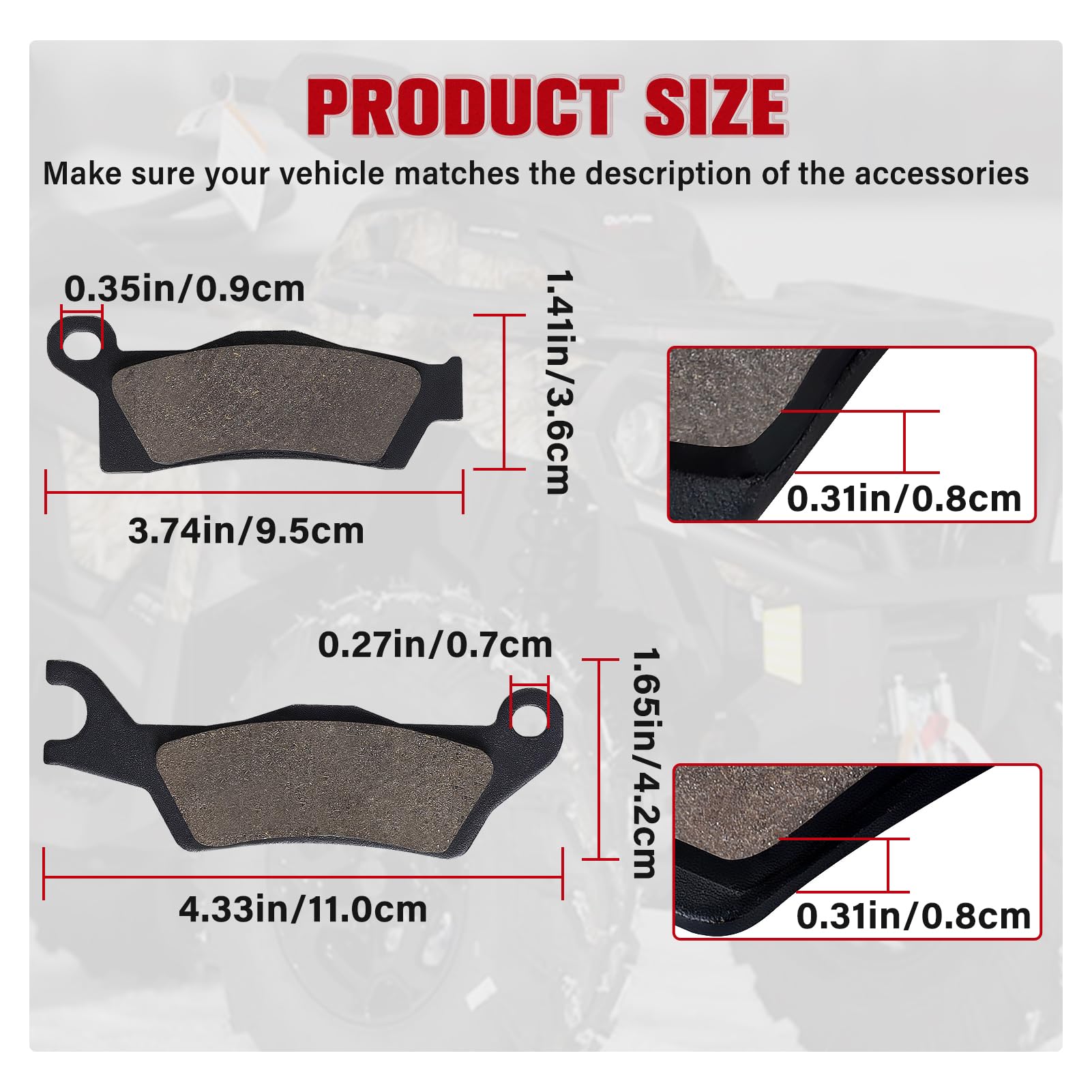 Lonsda front brake pad for Can-Am Outlander 570 – improved heat resistance.