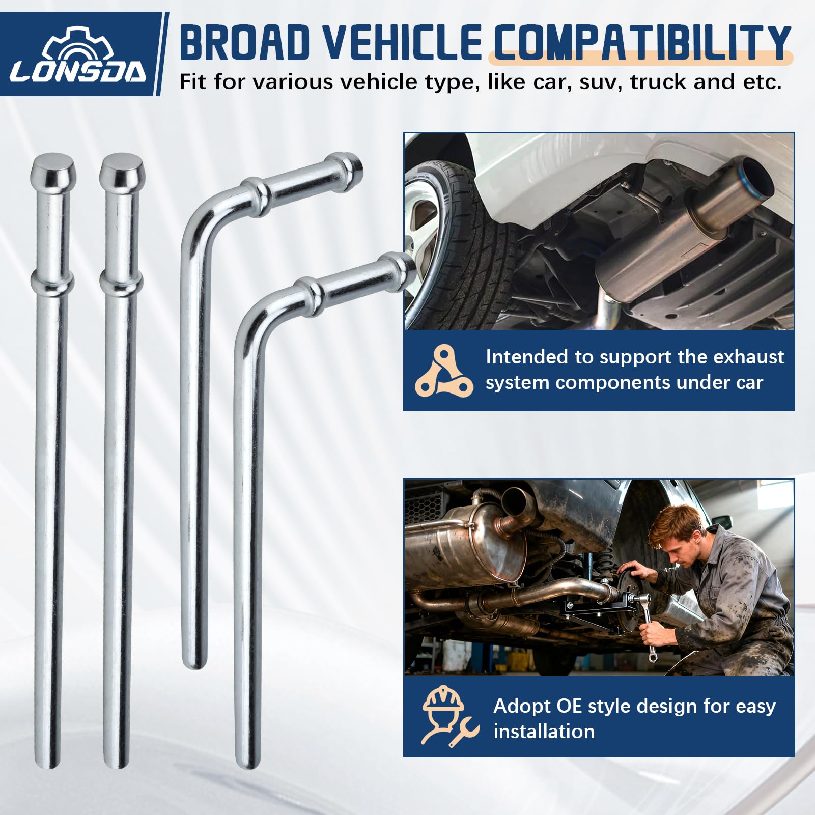 Lonsda universal exhaust hanger fit for cars, trucks, and SUVs