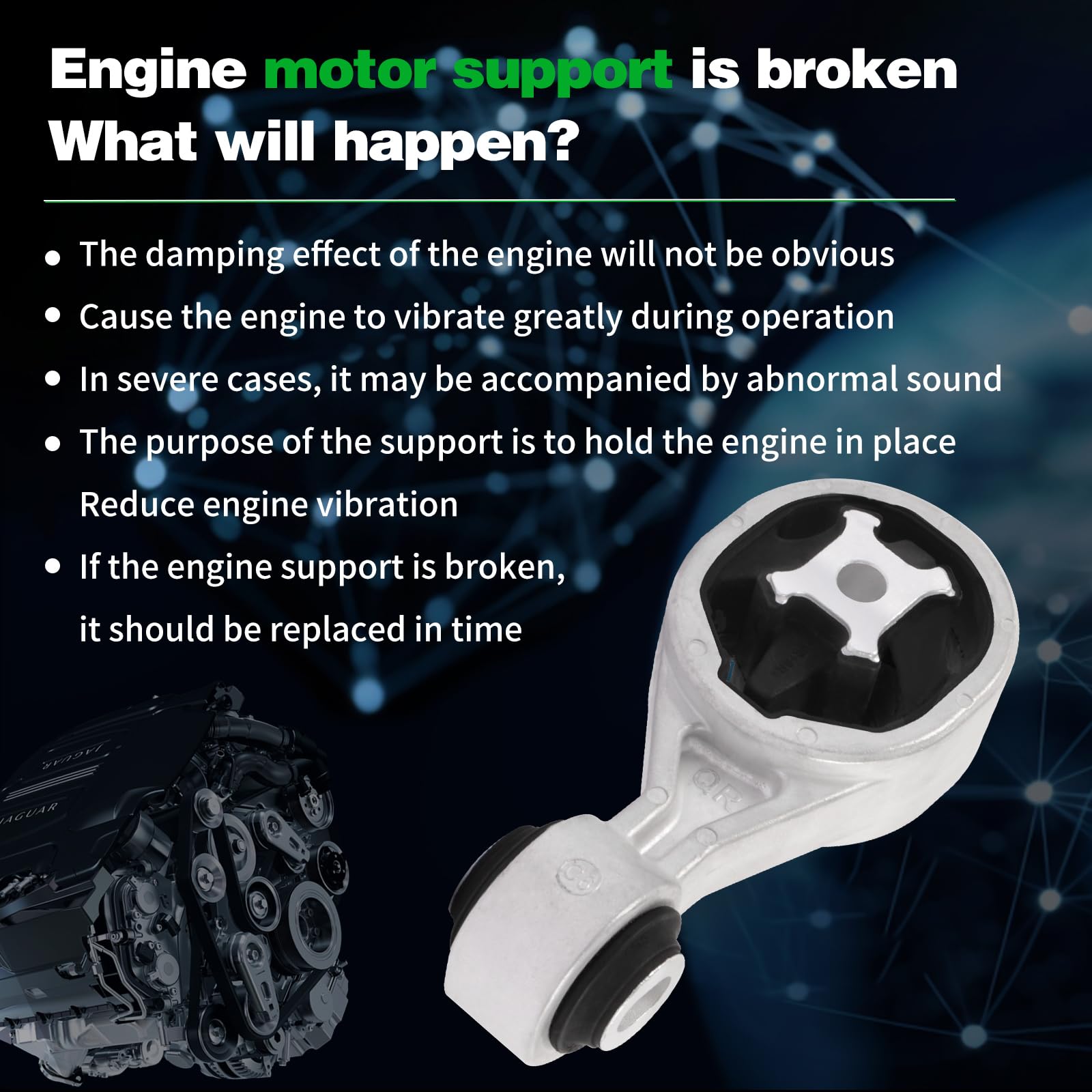 Loongrie A4389 engine installation view shows compatible fit with Altima 2019-2023.