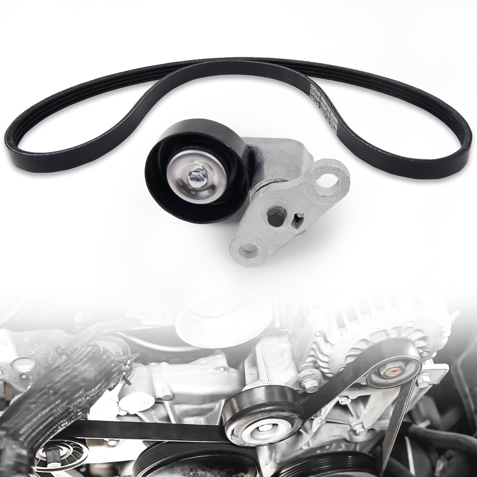 Loosoo A/C Serpentine Belt Tensioner Kit front view showing precise fitment
