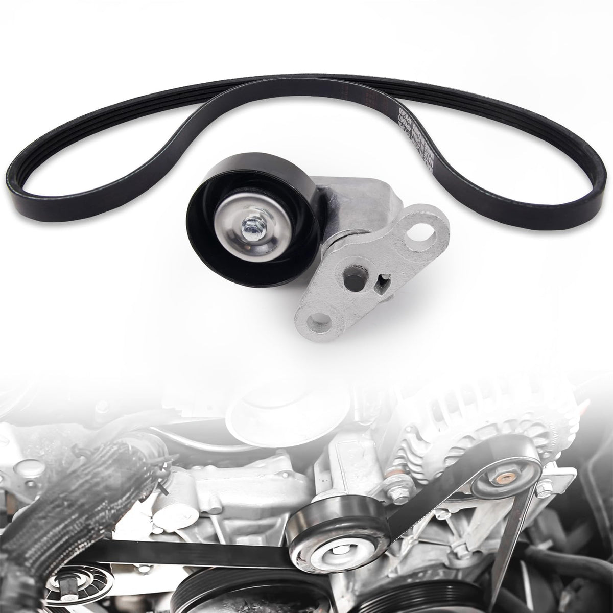 Loosoo A/C Serpentine Belt Tensioner Kit front view showing precise fitment