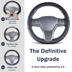 Lophnix Model Y steering cover detail, premium materials for refined interior