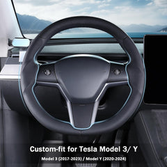 Lophnix Model Y steering wheel cover, quick install and secure fit