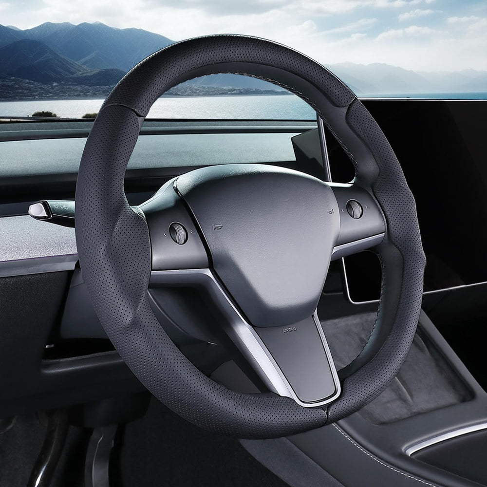 Lophnix Model 3 steering cover close-up, ultra-thin material for authentic feel