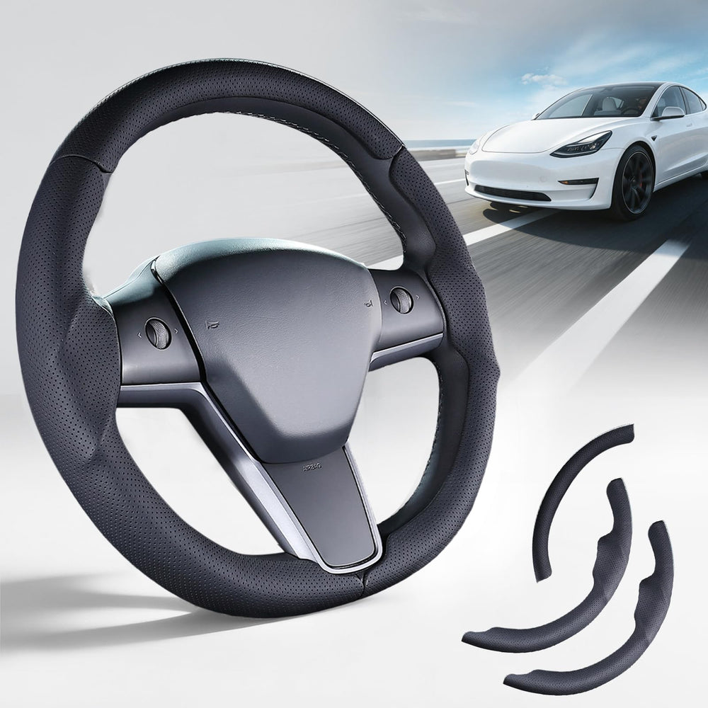 Lophnix Tesla Model 3 steering cover, glove-fit design, improved grip and protection