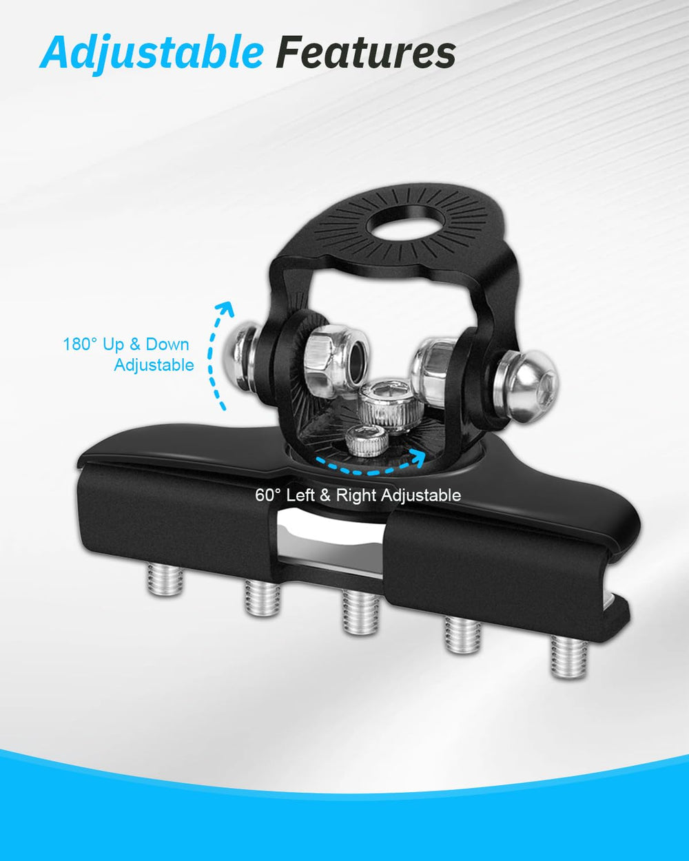 LOUZEZO adjustable-angle mount with 180° up/down and 60° left/right.