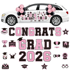 Lovarywow graduation magnets 2026 set on a car door for standout parade decor.