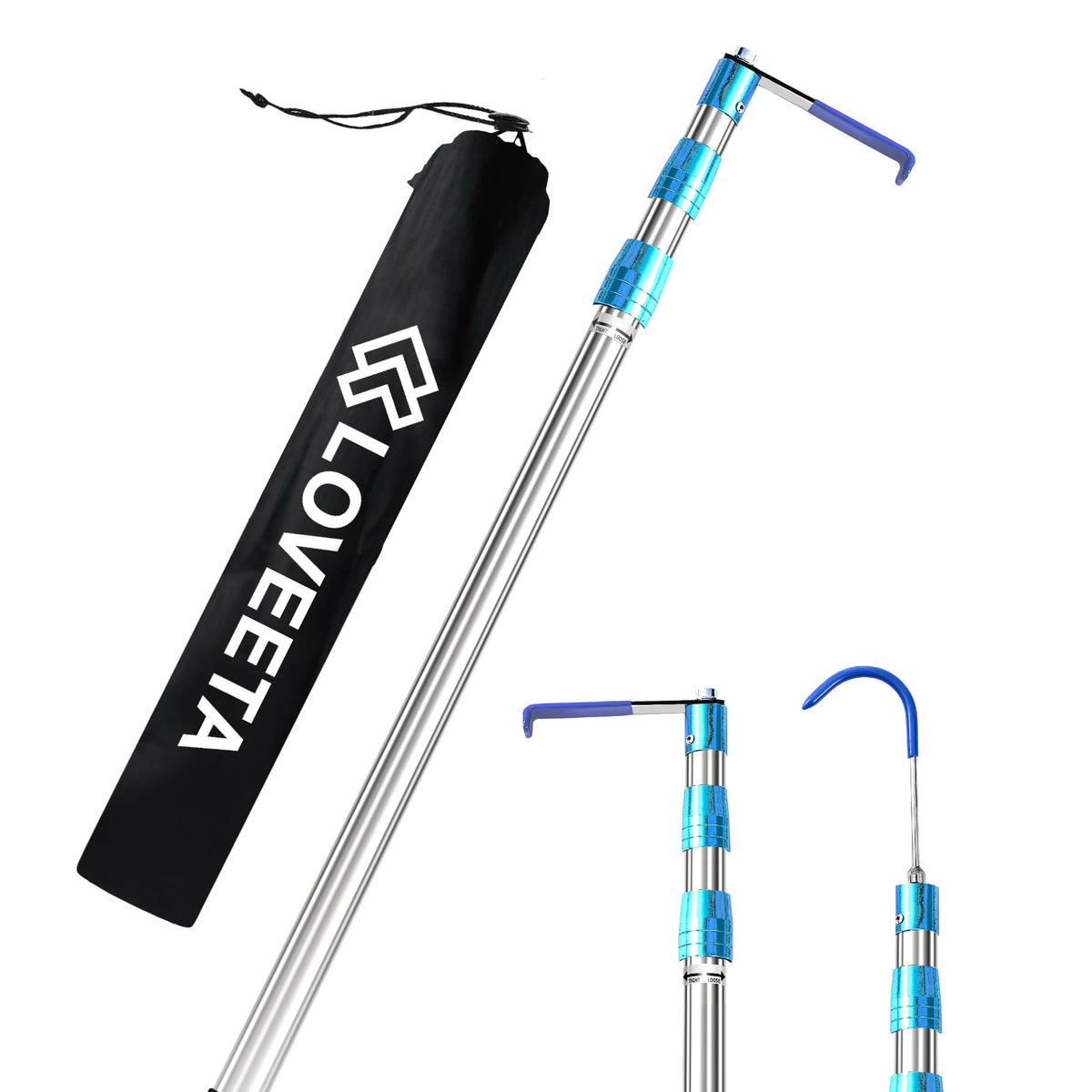 LOVEETA cargo grabber tool extends reach to retrieve items from a truck bed.