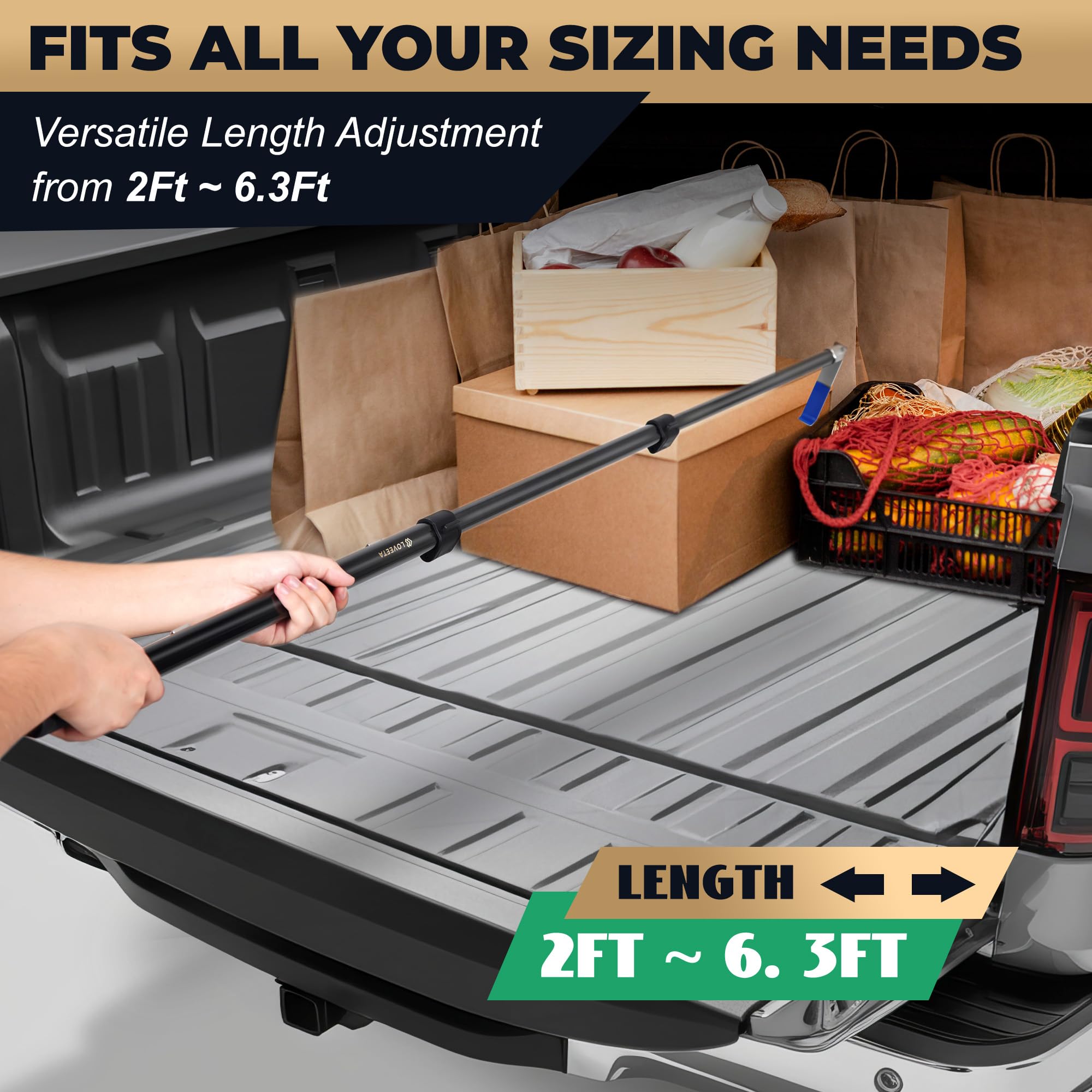 LOVEETA cargo grabber in truck bed demonstrates organized loading