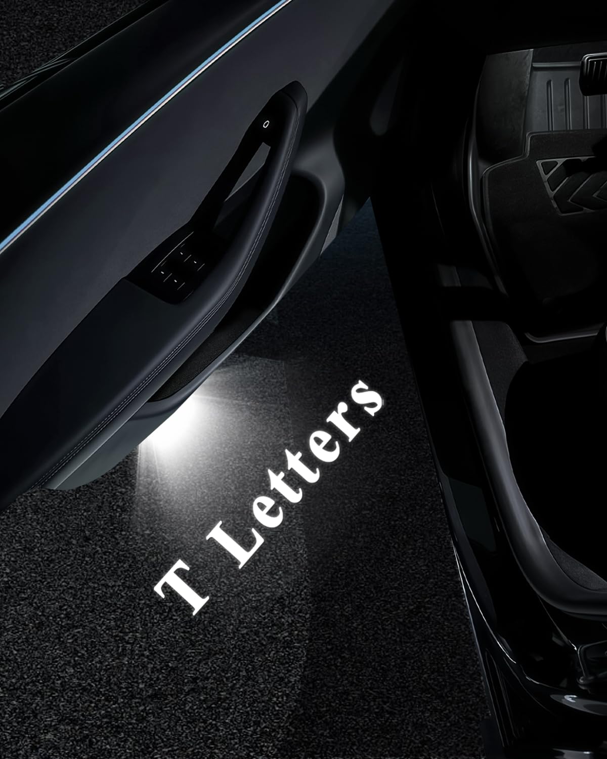 Loweeey 4K car door light projector front-right with vivid 3D logo glow.