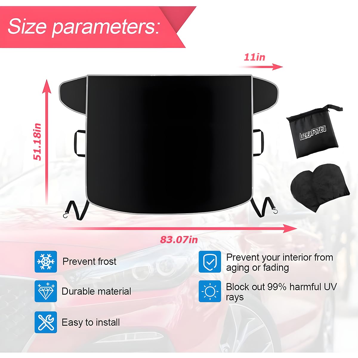 LoyaForba side-mirror coverage keeps mirrors clear during frosts.
