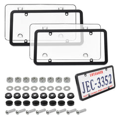 LoyaGour 2Pack transparent license plate covers protect US plates front and rear from scratches.