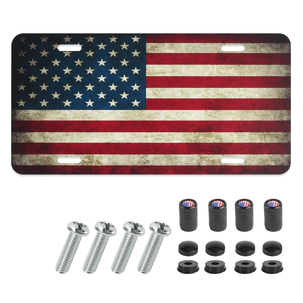 LoyaGour American flag front license plate for a patriotic car look