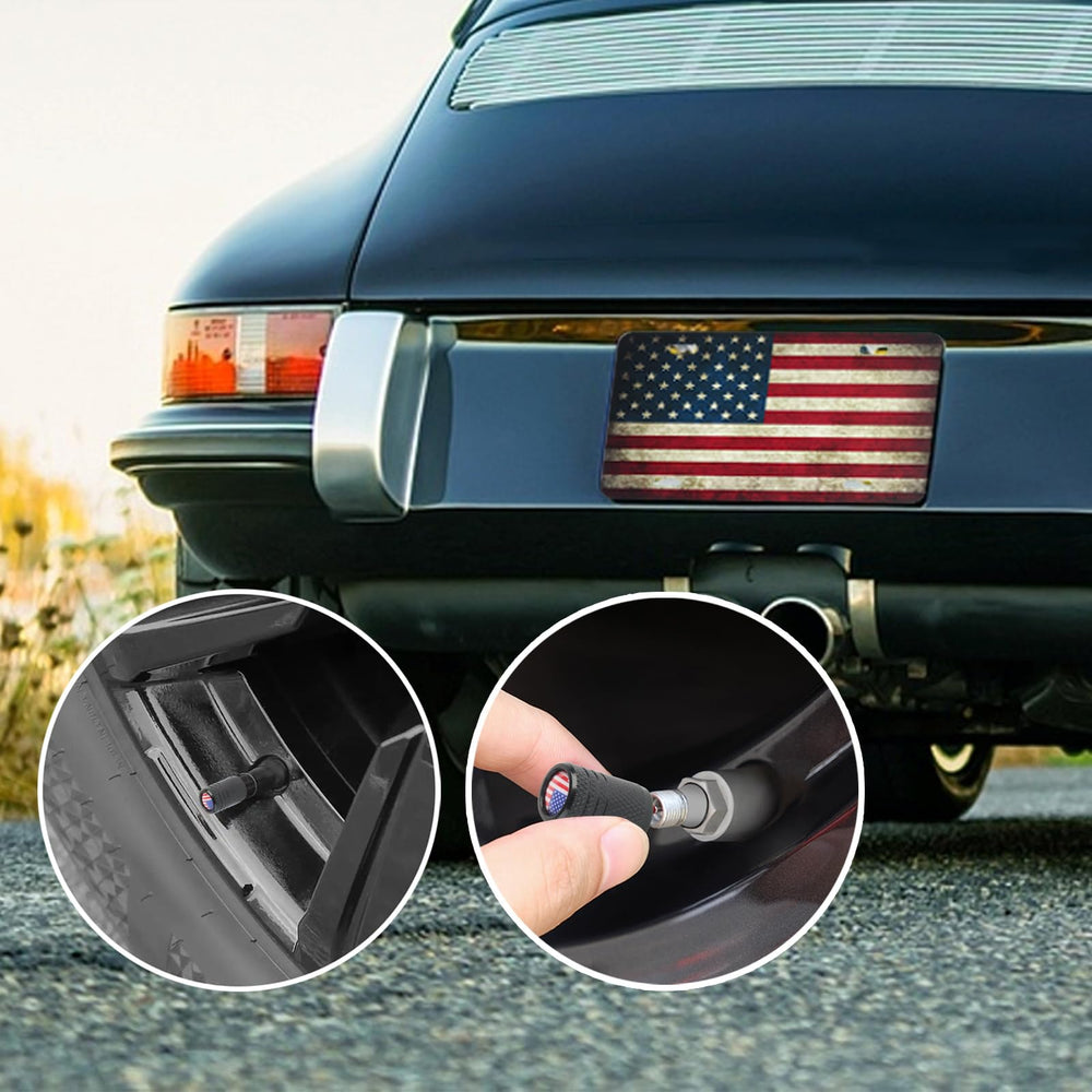 LoyaGour valve cap set included for patriotic tire accents