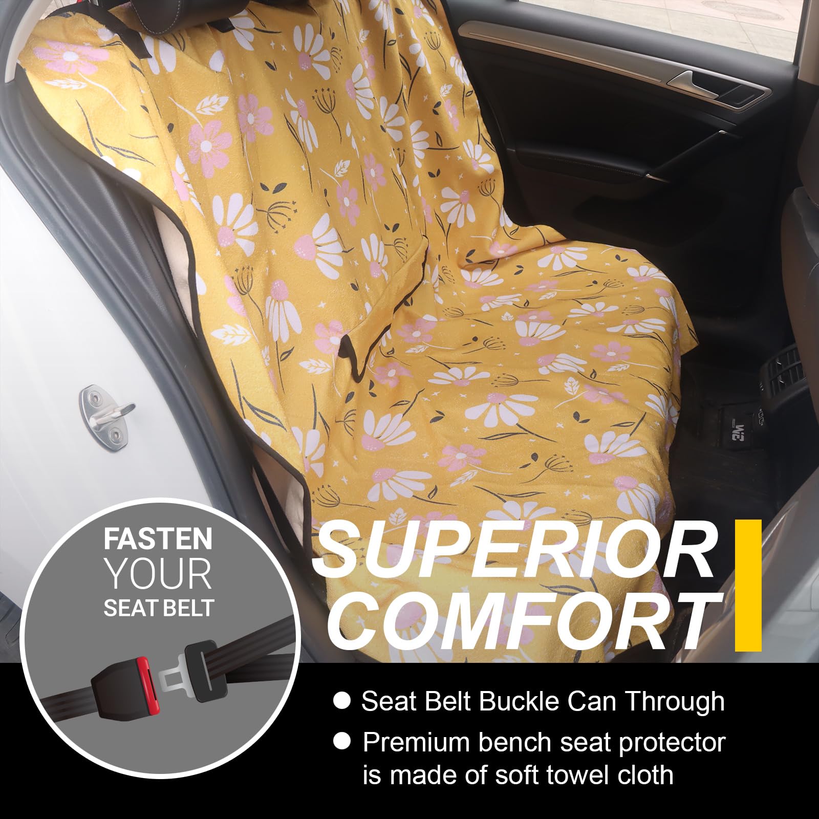 LoyaGour chamomile and yellow pattern adds stylish interior protection.