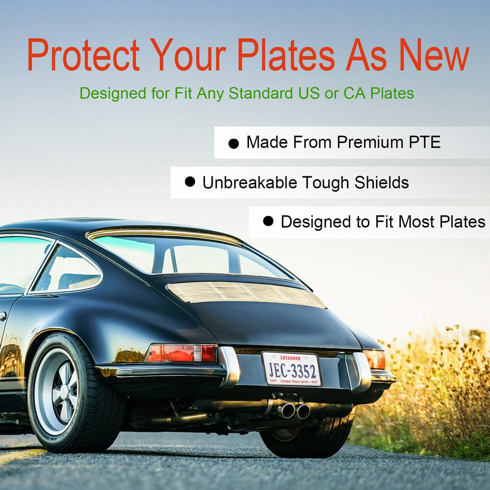 LoyaGour black license plate frame highlights the plate while shielding edges.