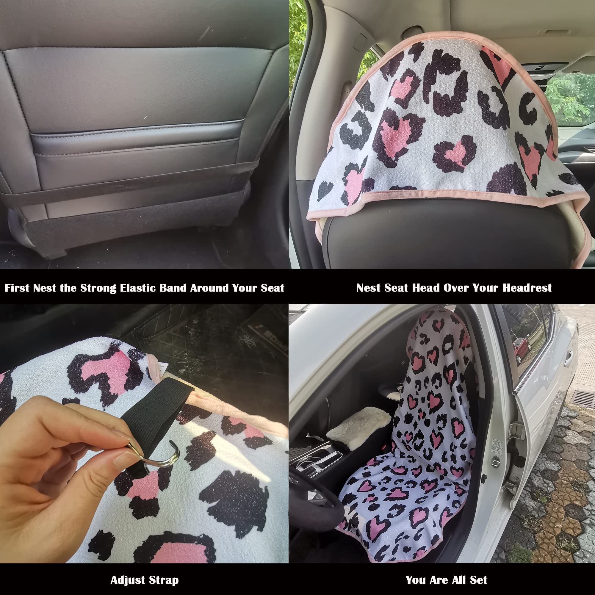LoyaGour leopard print seat protector with non-slip backing for stability