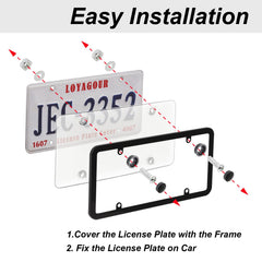 LoyaGour unbreakable license plate cover provides theft deterrence and weather resistance.