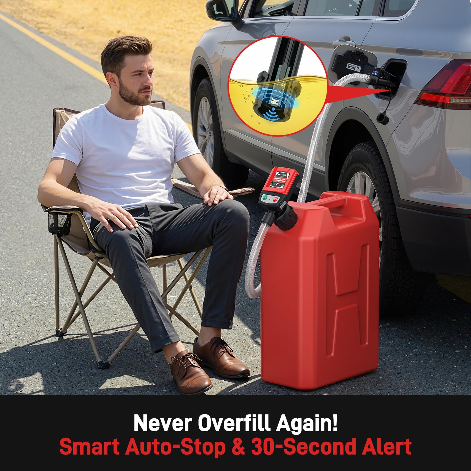 LOYAMAT automatic pump side profile demonstrates compact, portable design