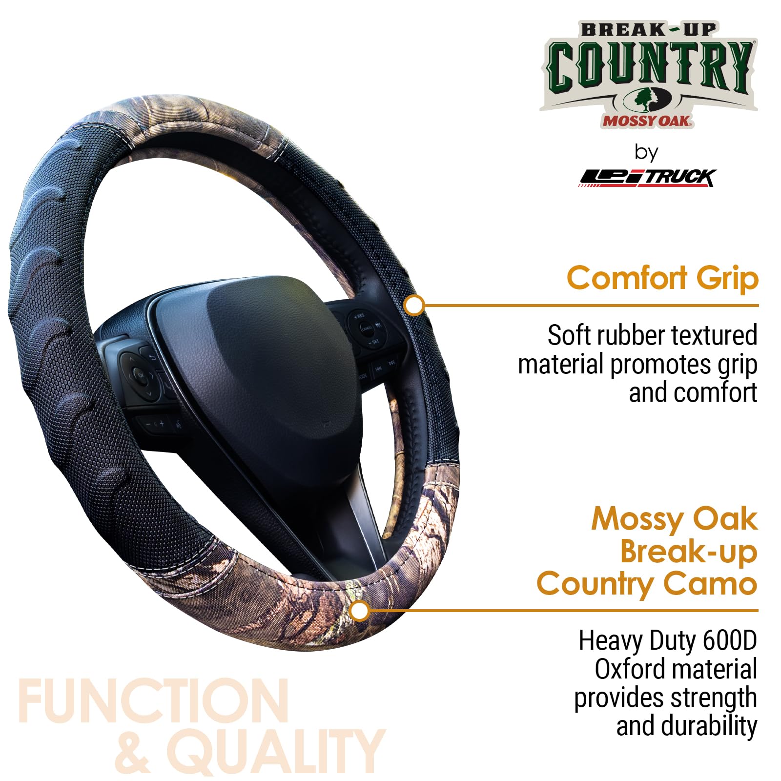 LPI Truck Mossy Oak steering wheel cover easy installation after warming the wheel.