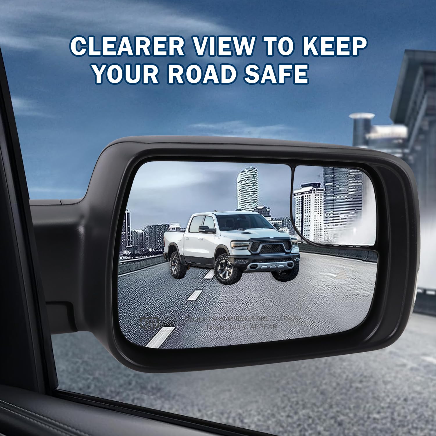 Lqito blind-spot mirror for Ram 1500 aids lane changes with better visibility