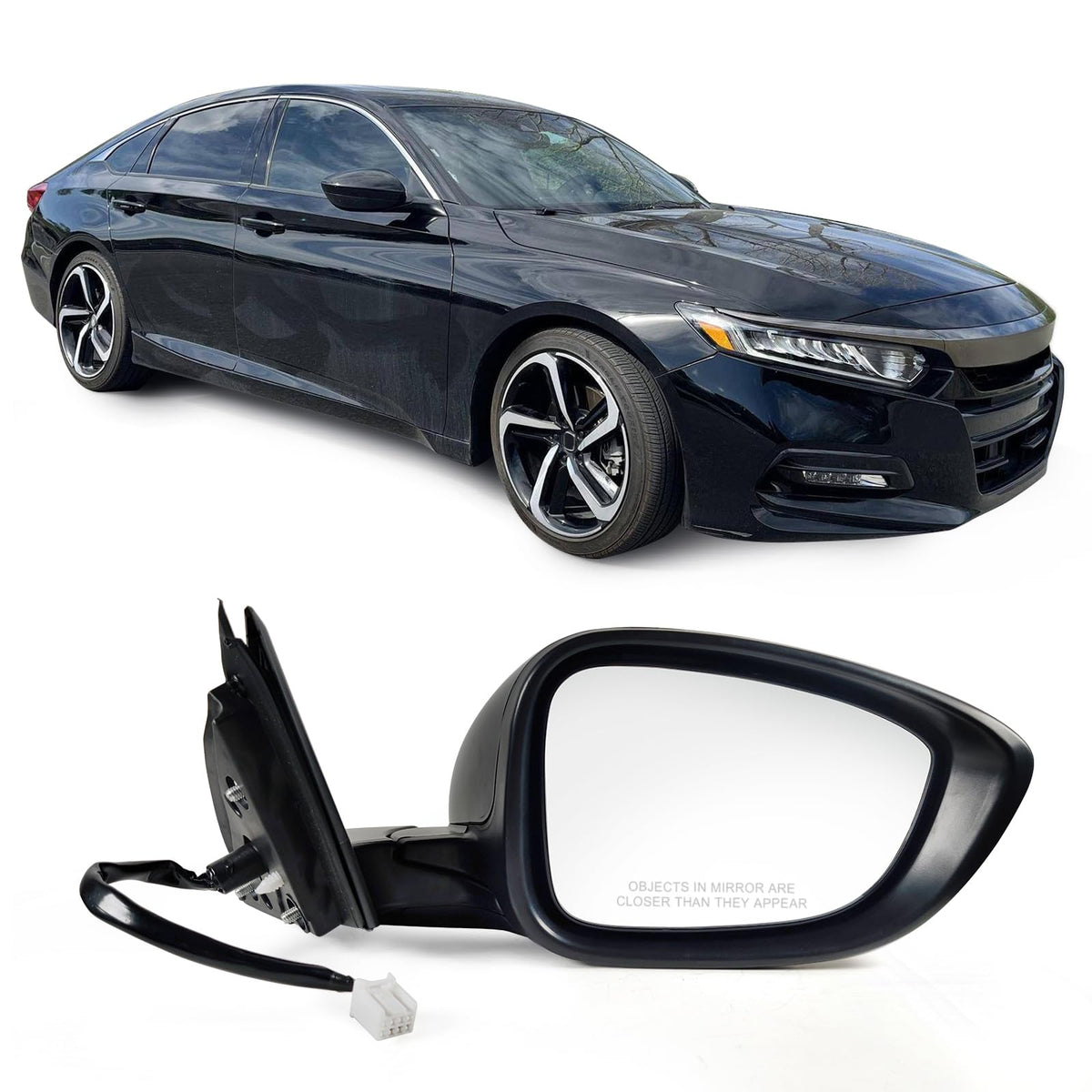 Lqito right door mirror for Honda Accord 2018-2022 with durable PA66-GF30 housing.