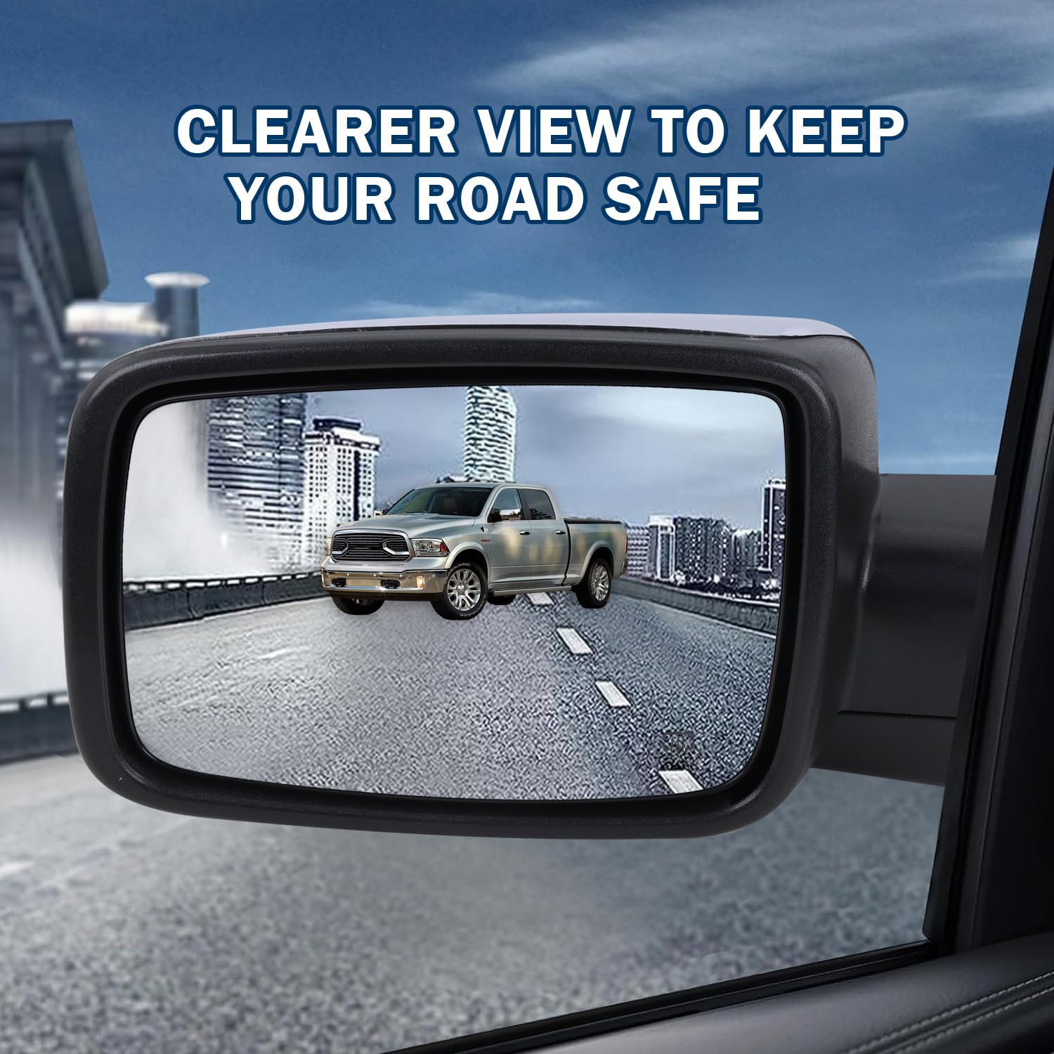 Lqito chrome finish mirror image highlights durable exterior replacement.