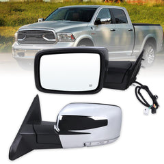 Lqito left driver mirror front view for Ram 1500/2500/3500, OEM-like fit.